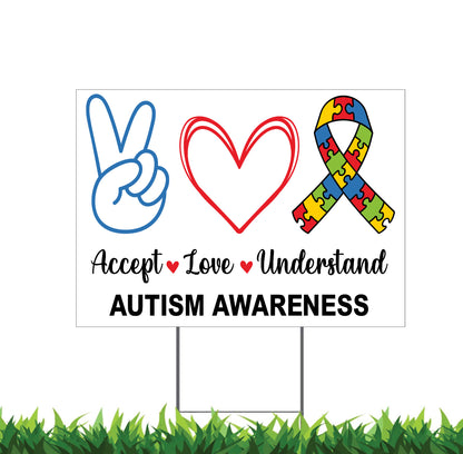 Autism Awareness Yard Sign Love