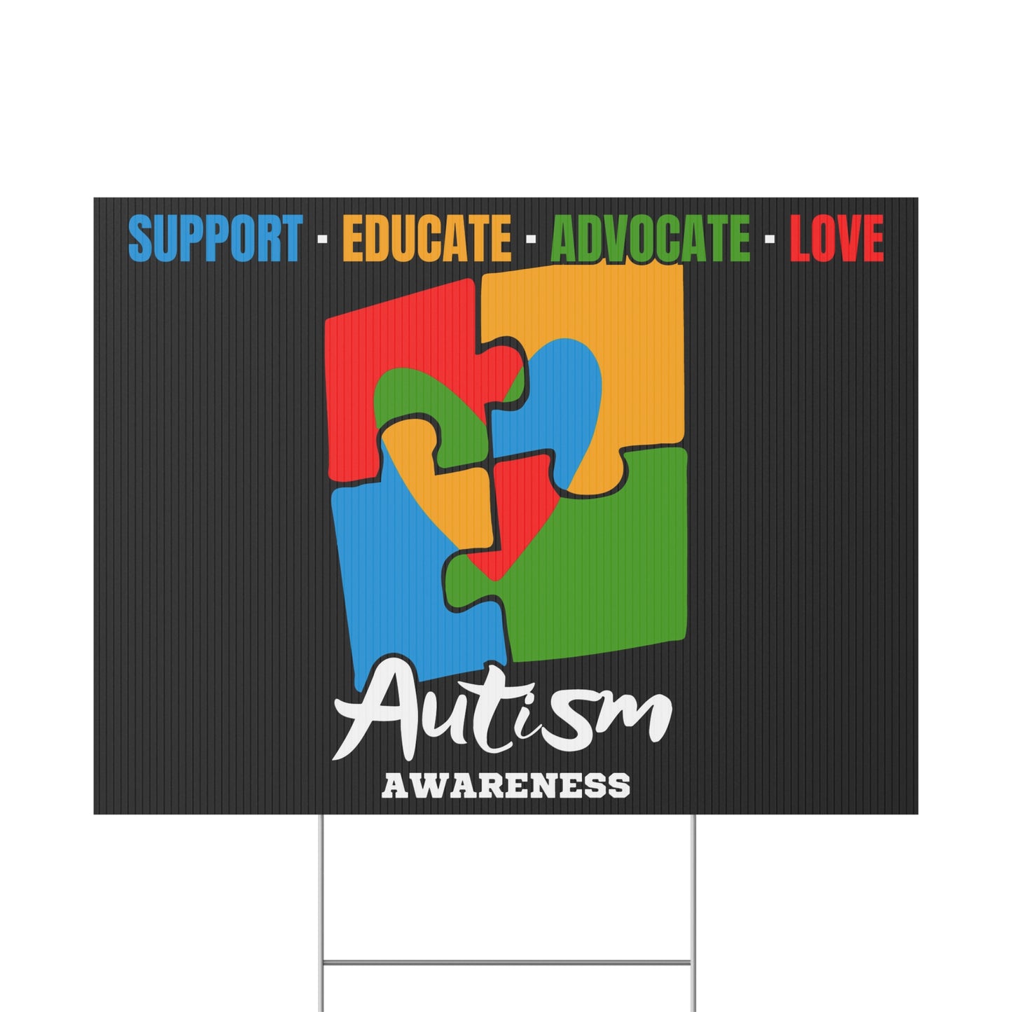 Autism Awareness Yard Sign, 18x12, 24x18, 36x24, Double Sided, H-Stake Included, v1