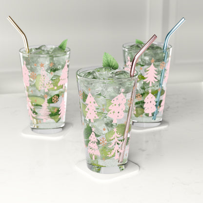Christmas Trees Pink Pint Glass