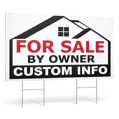 Real estate sign with 'For Sale by Owner' text on a white background Extra Large Yard sign