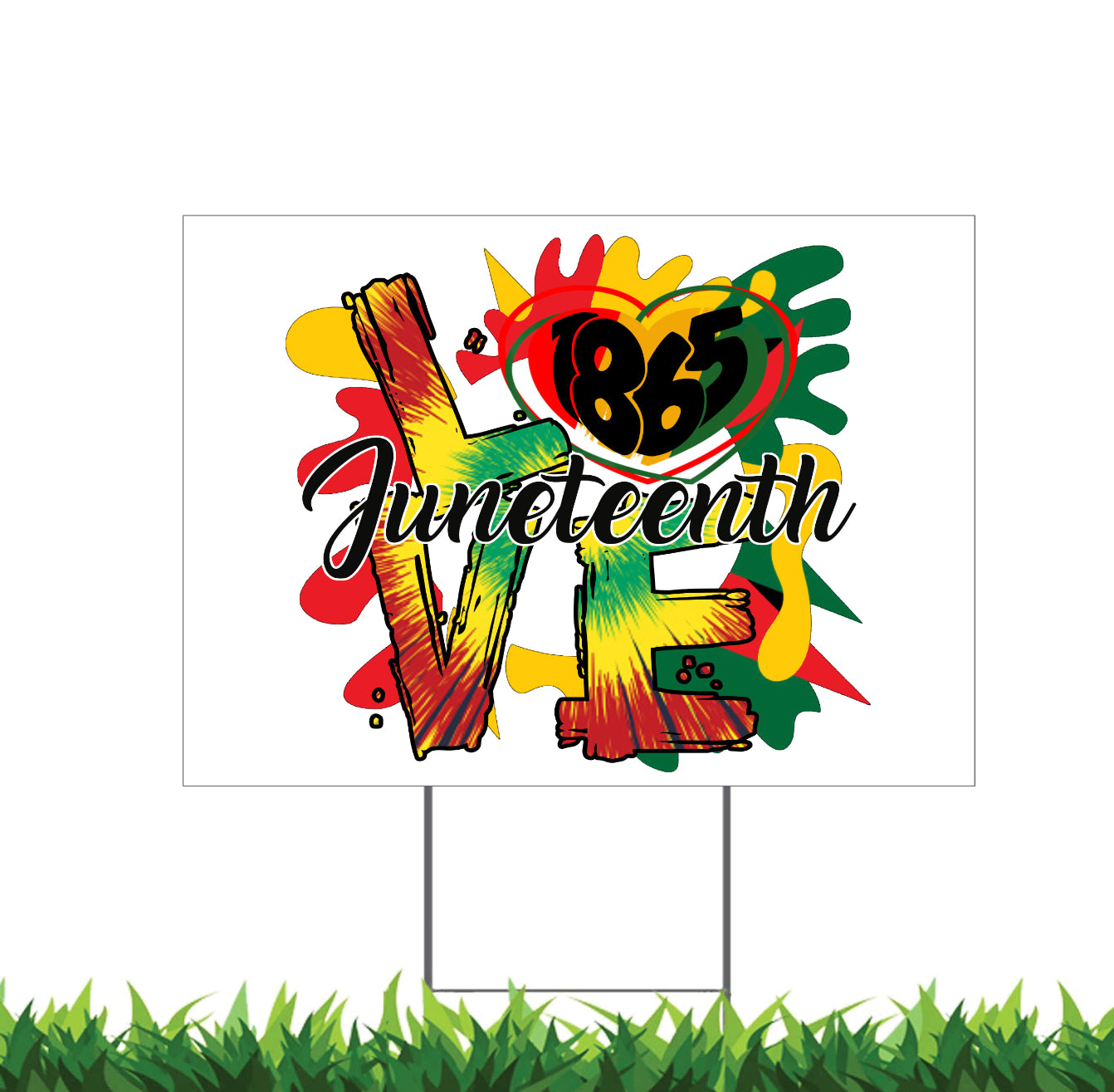 Juneteenth Yard Sign, 18x12, 24x18, 36x24, Double Sided, H-Stake Included, v2
