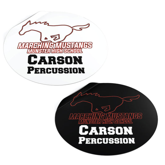 Munster High School Marching Mustang 5 Inch Round CUSTOM NAME Decal