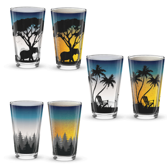 Pint Glass Sunset Pour Skyline Beer Glasses