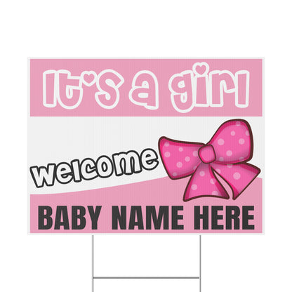 Baby Shower Girl Yard Sign Bows