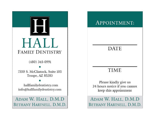 Hall Family Dentistry Business Cards with Bethany, QTY-1000