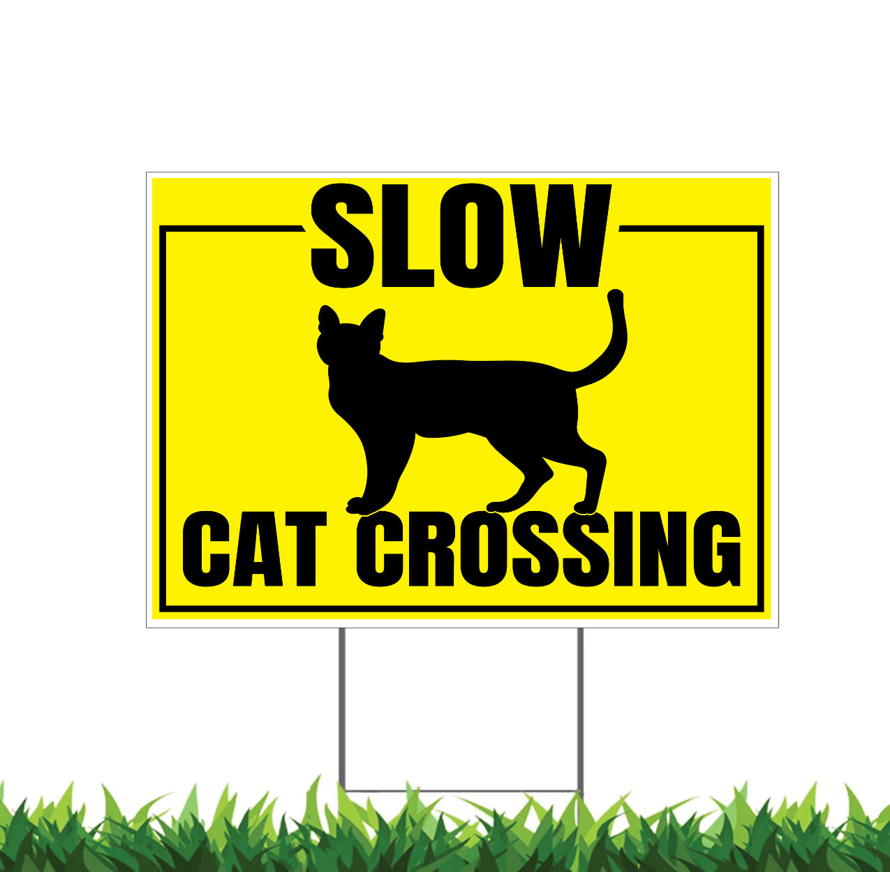 Cat Crossing Yard Sign, Double Sided, H-Stake Included, 18x12, 24x18, 36x24, v1
