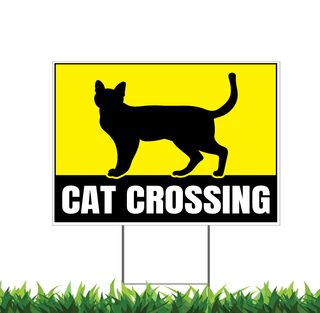 Cat Crossing Yard Sign, Double Sided, H-Stake Included, 18x12, 24x18, 36x24, v2
