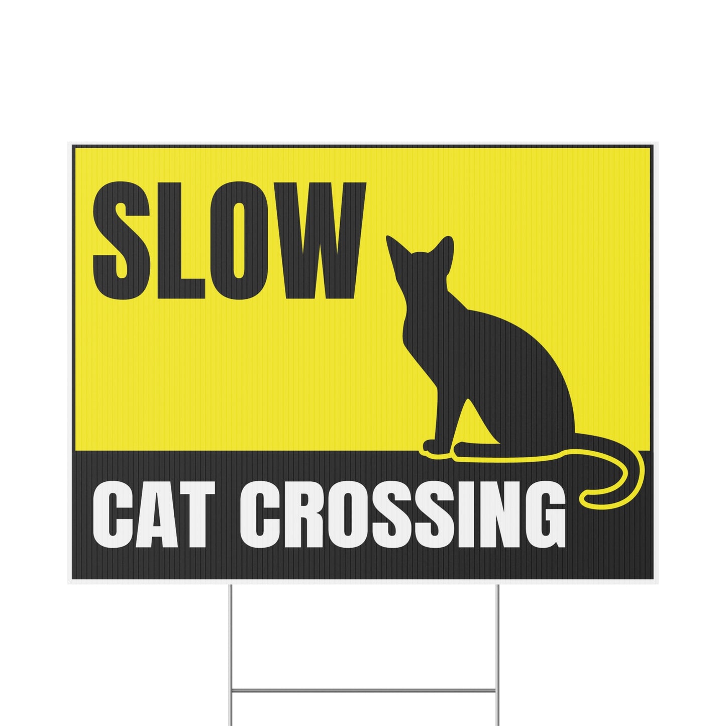 Cat Crossing Yard Sign, Double Sided, H-Stake Included, 18x12, 24x18, 36x24, v3