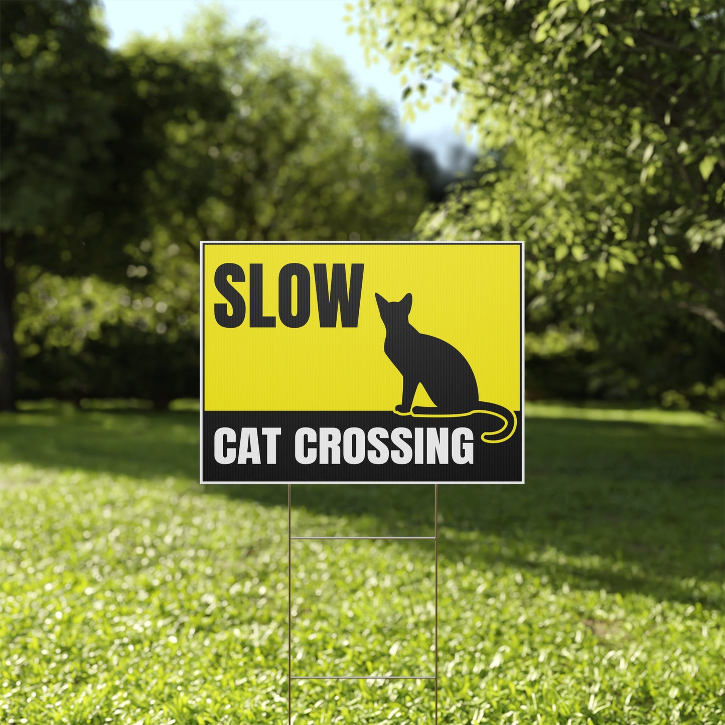 Cat Crossing Yard Sign, Double Sided, H-Stake Included, 18x12, 24x18, 36x24, v3