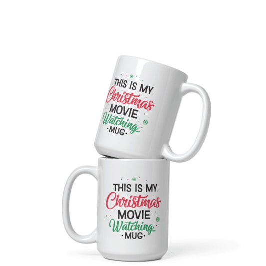 Christmas Movie Watching Coffee Mug, 11oz, 15oz, 20oz, Black Ringer Coffee Mug 11oz, Latte 12oz, v1 Ceramic Drinkware