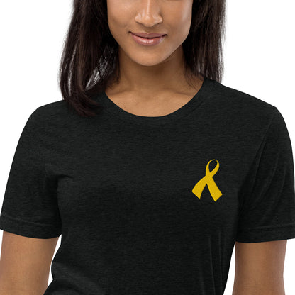 Yellow Embroidered Awareness Ribbon Shirt
