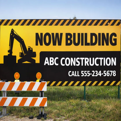 Custom construction yard sign for contractors and job sites, large outdoor billboard sign for business advertising