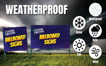 Weatherproof custom billboard yard sign durable outdoor sign material resistant to rain sun and wind
