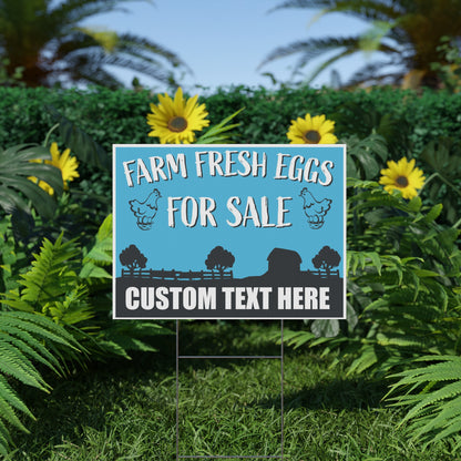 Custom Blue Background Farm Fresh Eggs For Sale Yard Sign