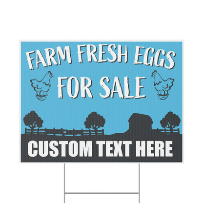 Custom Blue Background Farm Fresh Eggs For Sale Yard Sign