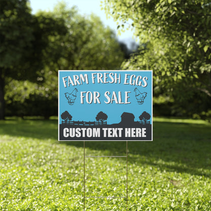 Custom Blue Background Farm Fresh Eggs For Sale Yard Sign