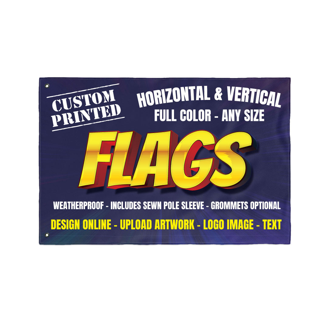 Custom flag with personalized design printed on outdoor fabric