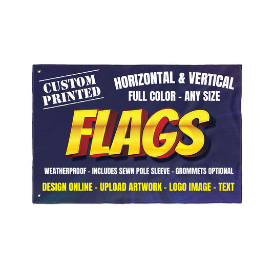 Custom flag with personalized design printed on outdoor fabric