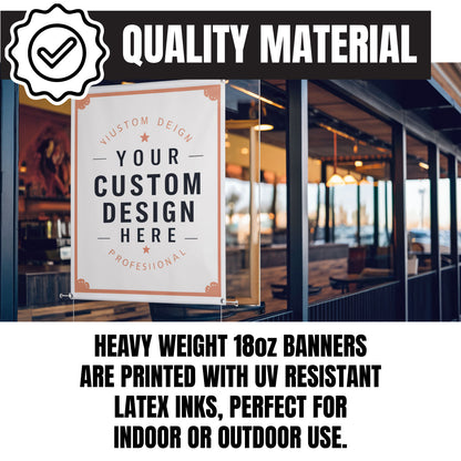 Custom Hanging Banner with Hems and Grommets