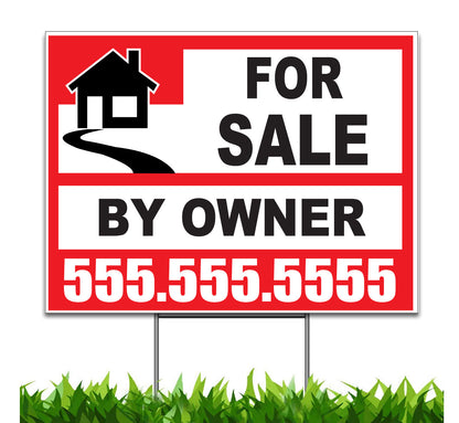 Custom House For Sale By Owner Lawn Sign Red