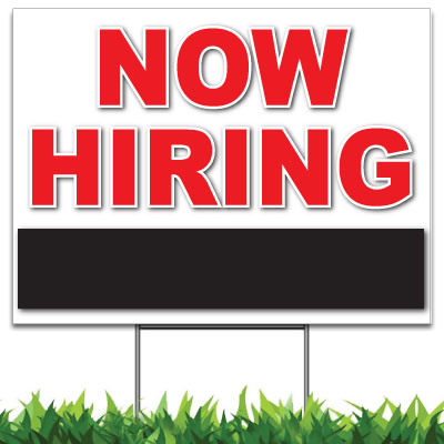 Custom Now Hiring Sign Red Black