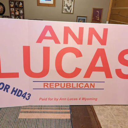 Large custom political yard sign for campaign advertising, weatherproof billboard sign for outdoor use