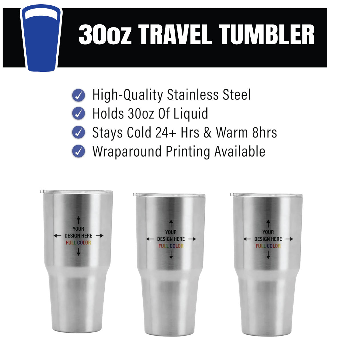 Custom Travel Tumbler Cold and Hot Drinks