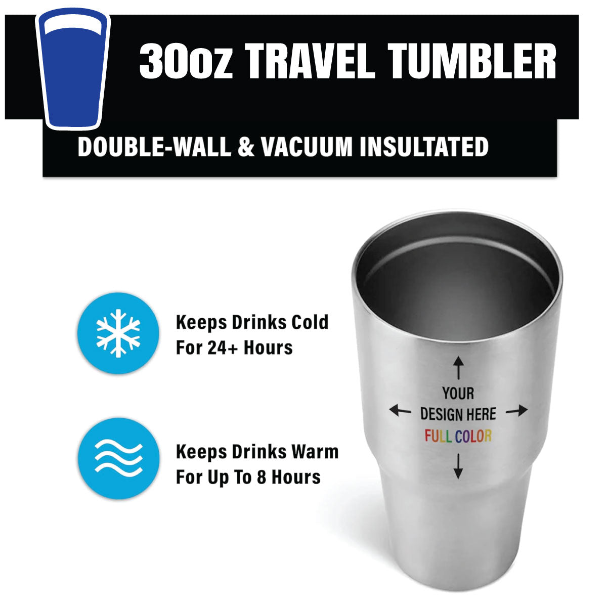 Custom Travel Tumbler Vacuum Insulated