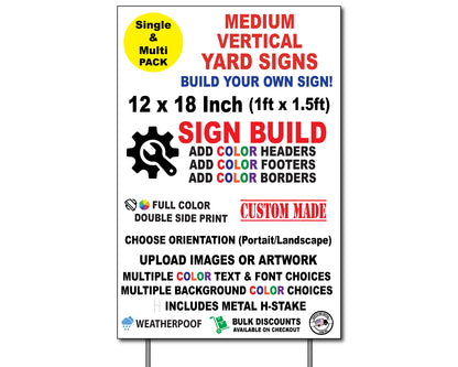 Custom Vertical Yard Sign 12x18 Build A Sign