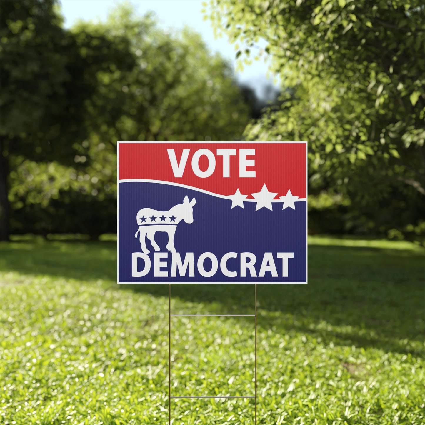Vote Democrat Yard Sign, 18x12, 24x18, 36x24, H-Stake Included, v2