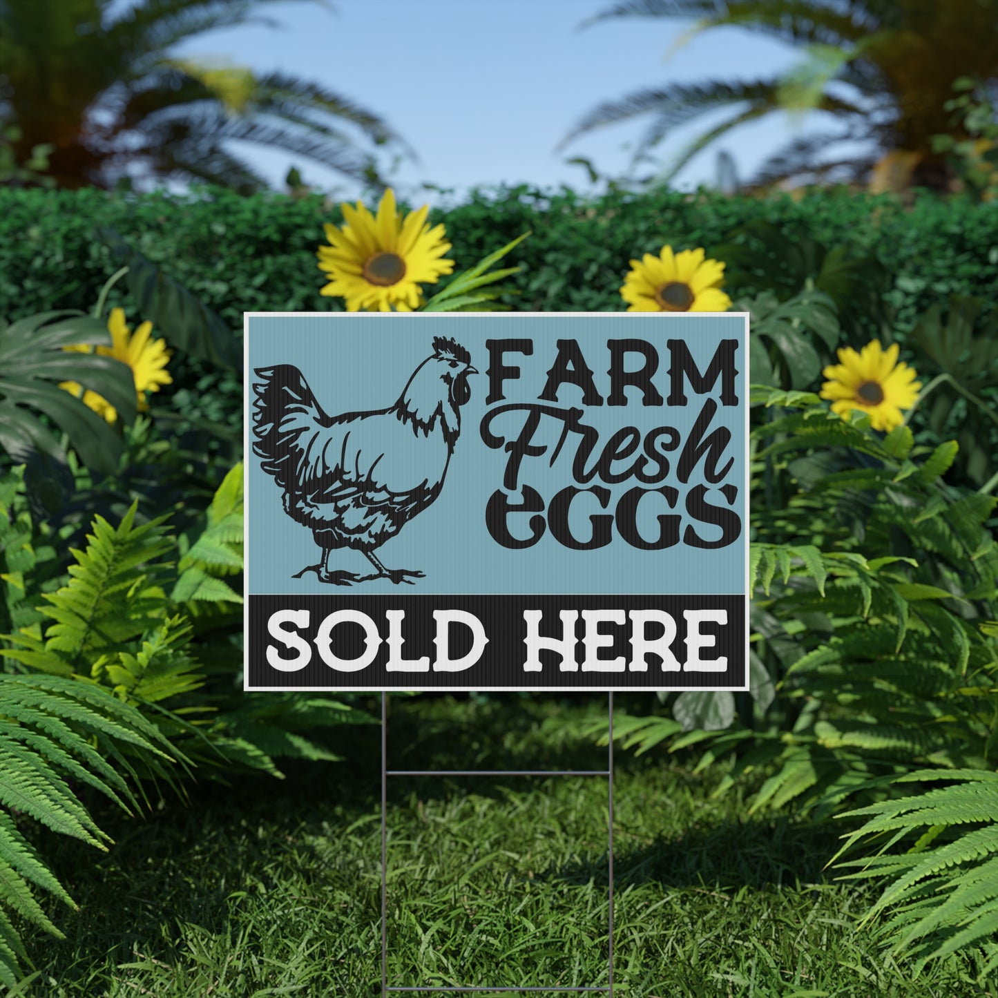 Farm Fresh Eggs Sold Here Yard Sign, 18x12, 24x18, 36x24, H-Stake Included, v2