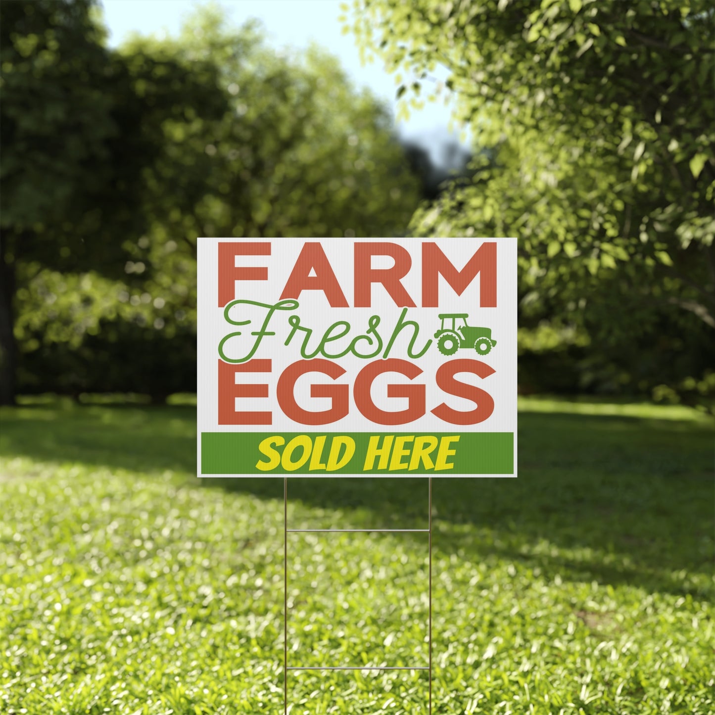 Farm Fresh Eggs Sold Here Yard Sign, 18x12, 24x18, 36x24, H-Stake Included, v4
