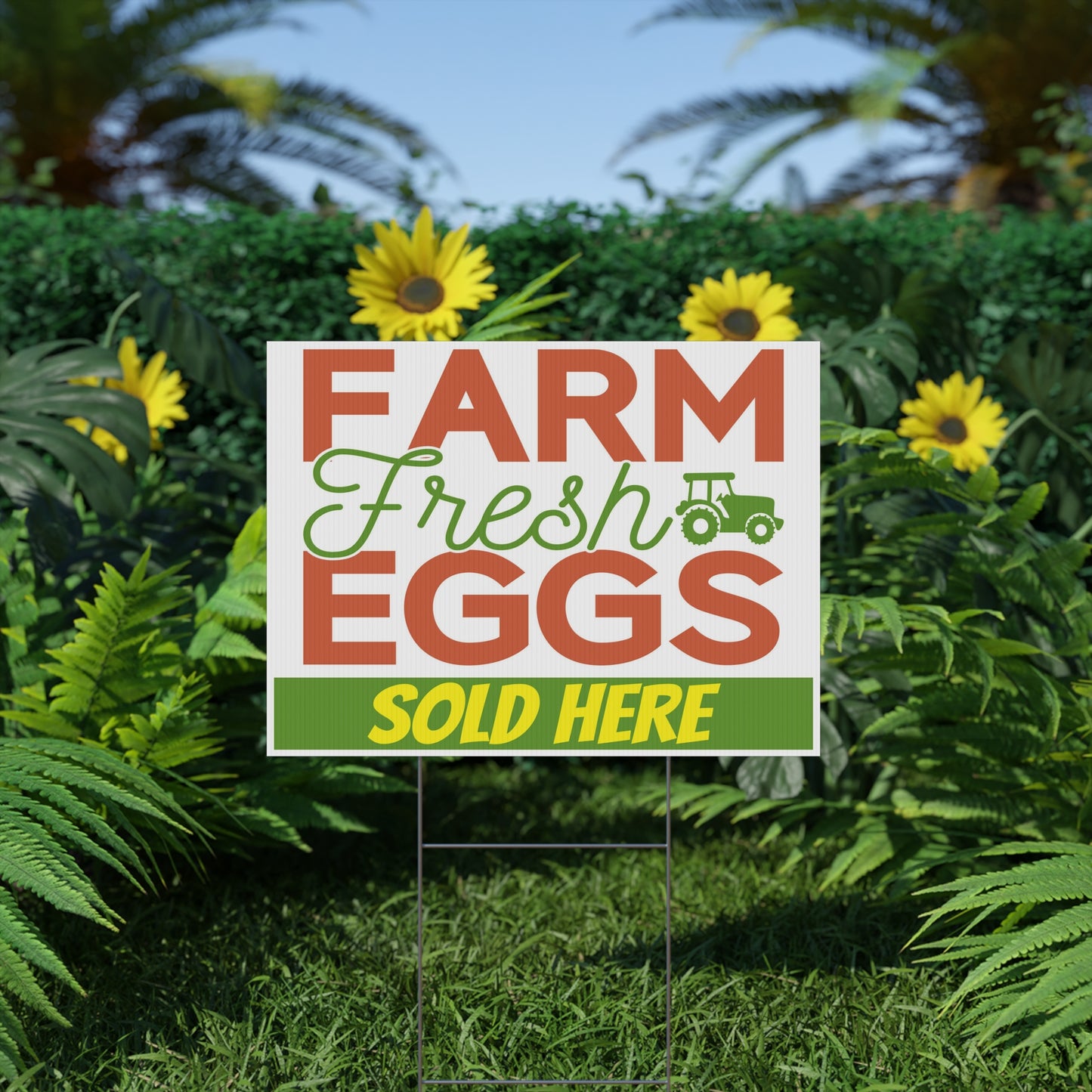 Farm Fresh Eggs Sold Here Yard Sign, 18x12, 24x18, 36x24, H-Stake Included, v4