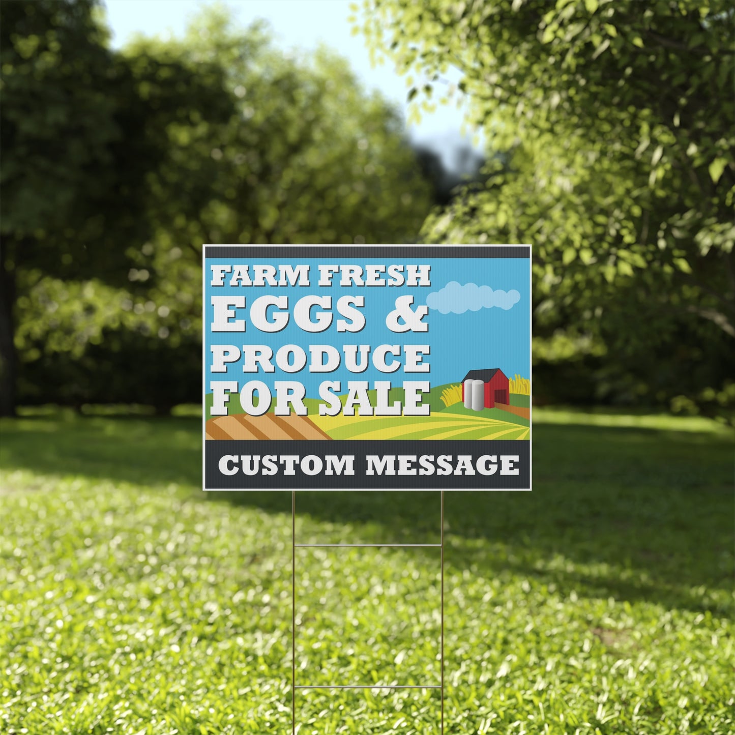 Farm Fresh Eggs And Produce For Sale Yard Sign, Custom, Personalize, 18 x 24-inch, Metal H-Stake Included