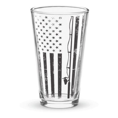 Fishing Pint Glass Pole USA Flag