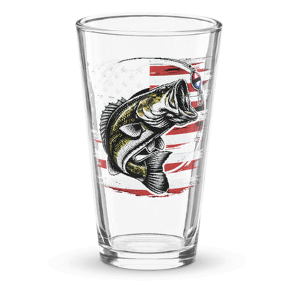 Fishing Pint Glass Bass Lure American Flag
