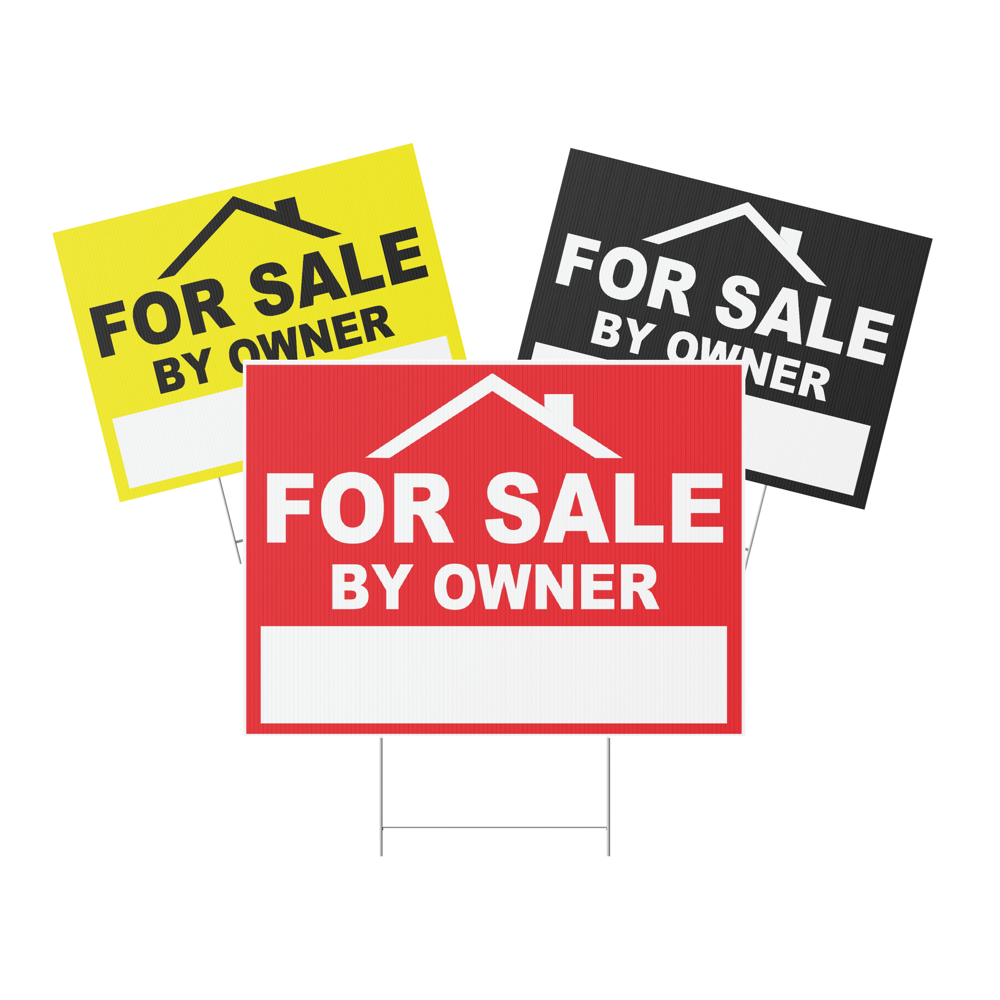 For Sale by Owner Yard Sign, Double Sided, Weatherproof, Includes H-Stakes