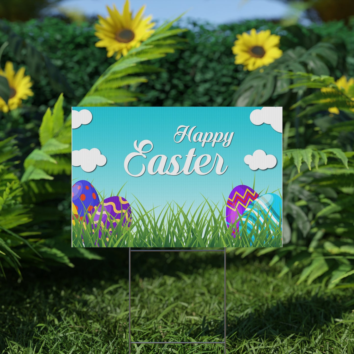 Happy Easter, Easter Bunny, Easter Eggs, Yard Sign, 18x12, 24x18, 36x24, v3