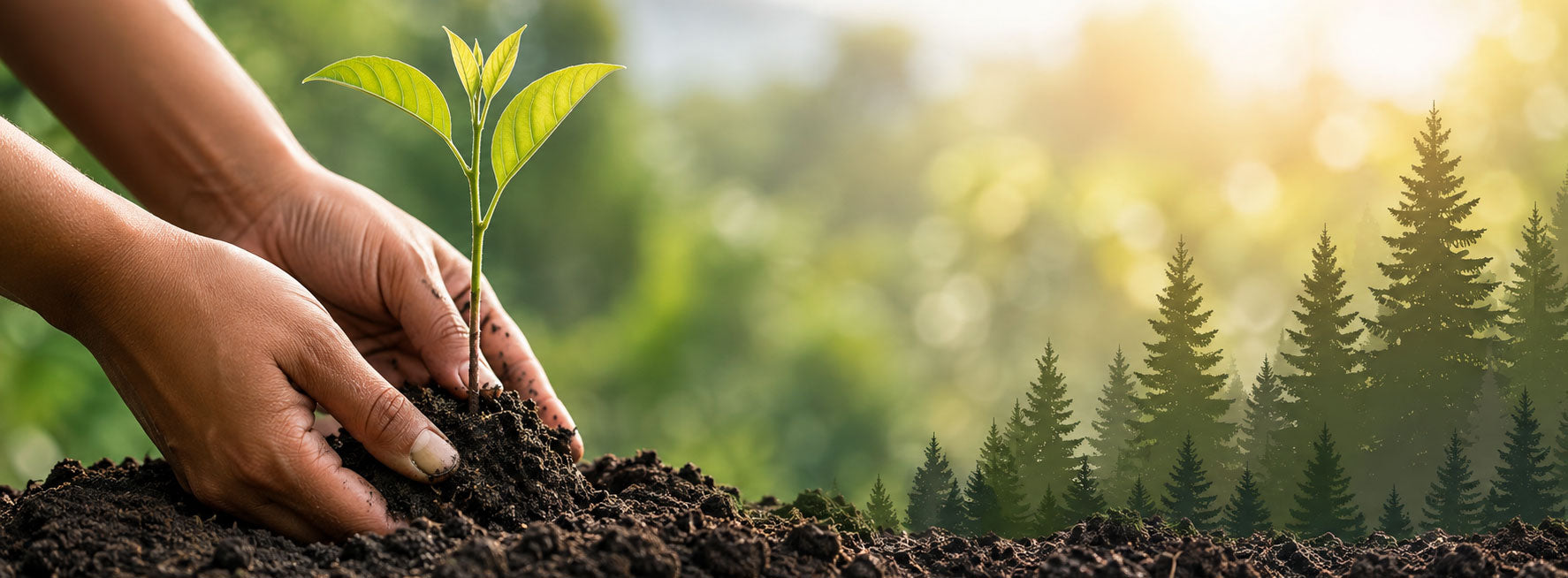 Tree seedling being planted as part of the Humanity Source Plant a Tree program