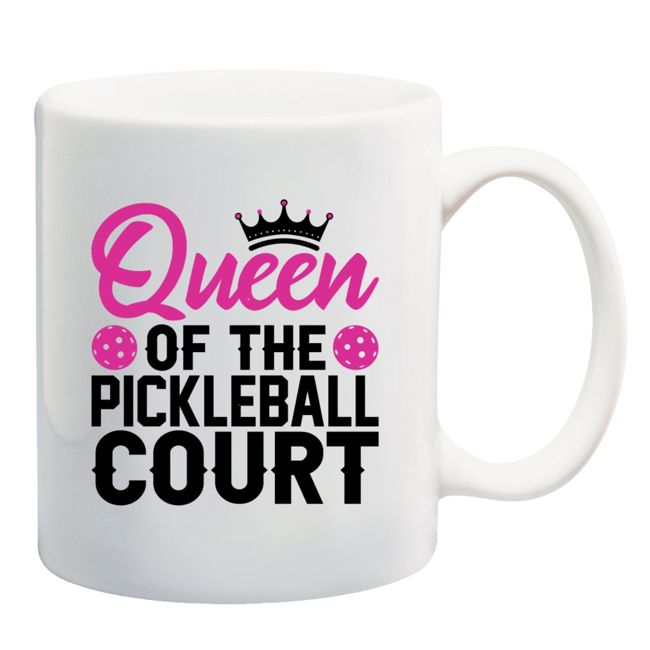 Queen of the Court Pickle Ball Coffee Mug, 11oz, 15oz, 20oz, Black Ringer Coffee Mug 11oz, Stainless Steel Travel Mug 14oz Ceramic Drinkware