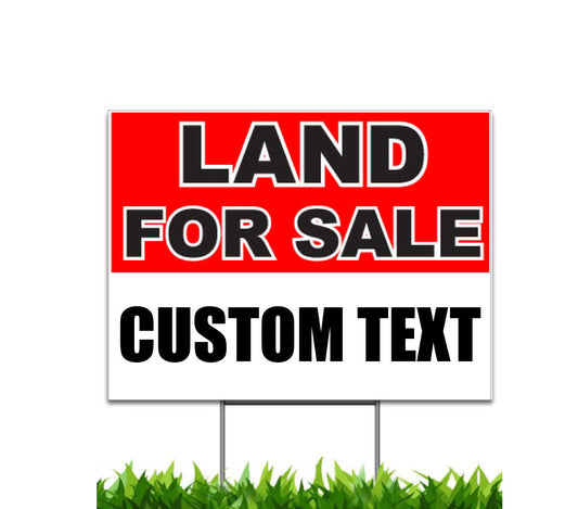 Custom Land For Sale Sign, Yard Sign, 24x18, 36x24, Double Sided, H-Stake Included, HS001
