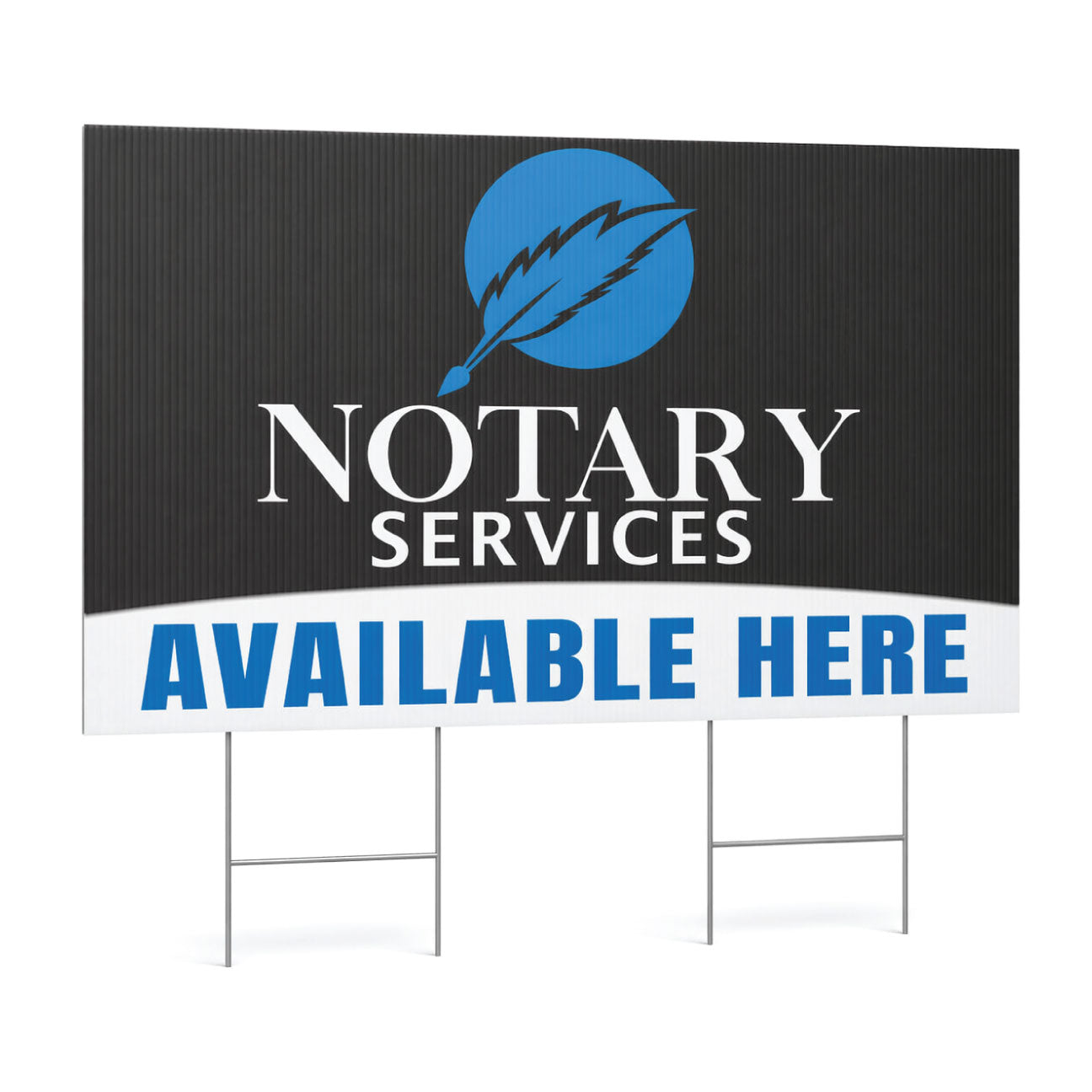 Professional notary services 36x24 yard sign with 2 H-stakes, double sided outdoor coroplast sign available here, white background product image