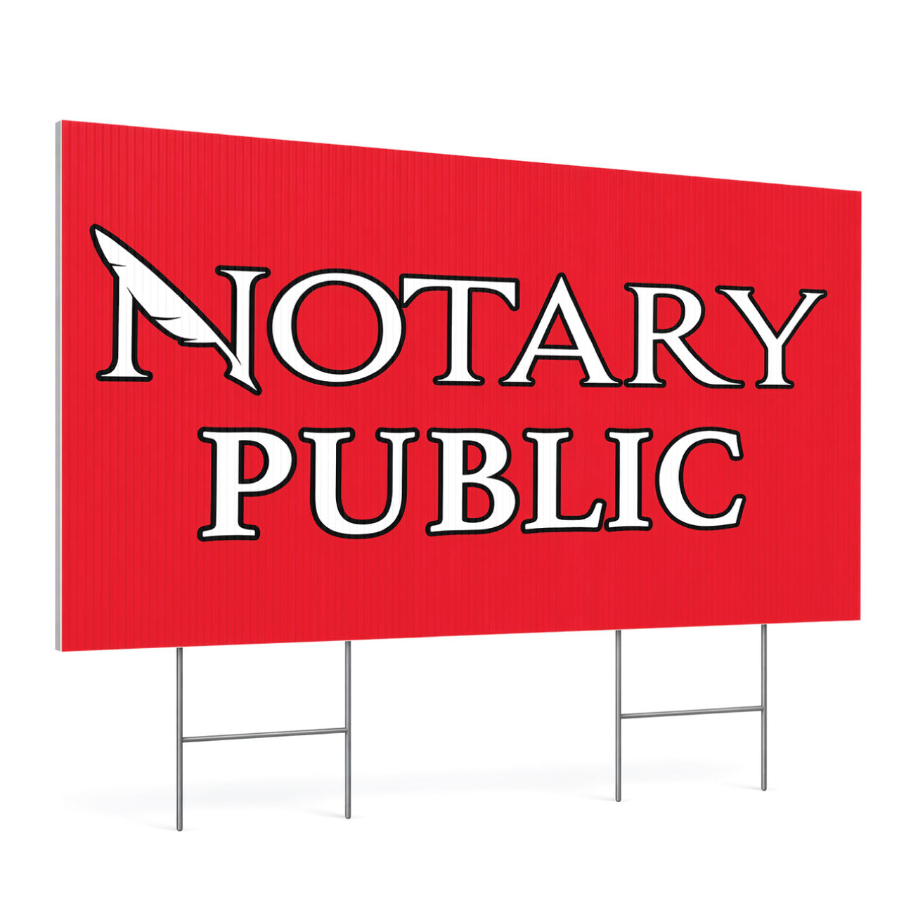 Red sign with 'Notary Public' text on a white background