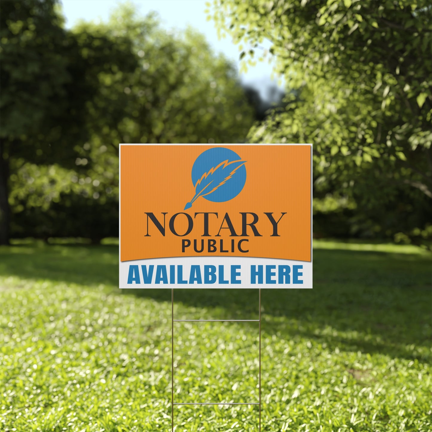 Notary Services, Notary Public Yard Sign, 18x12, 24x18, 36x24, Double Sided H-Stake Included, v2