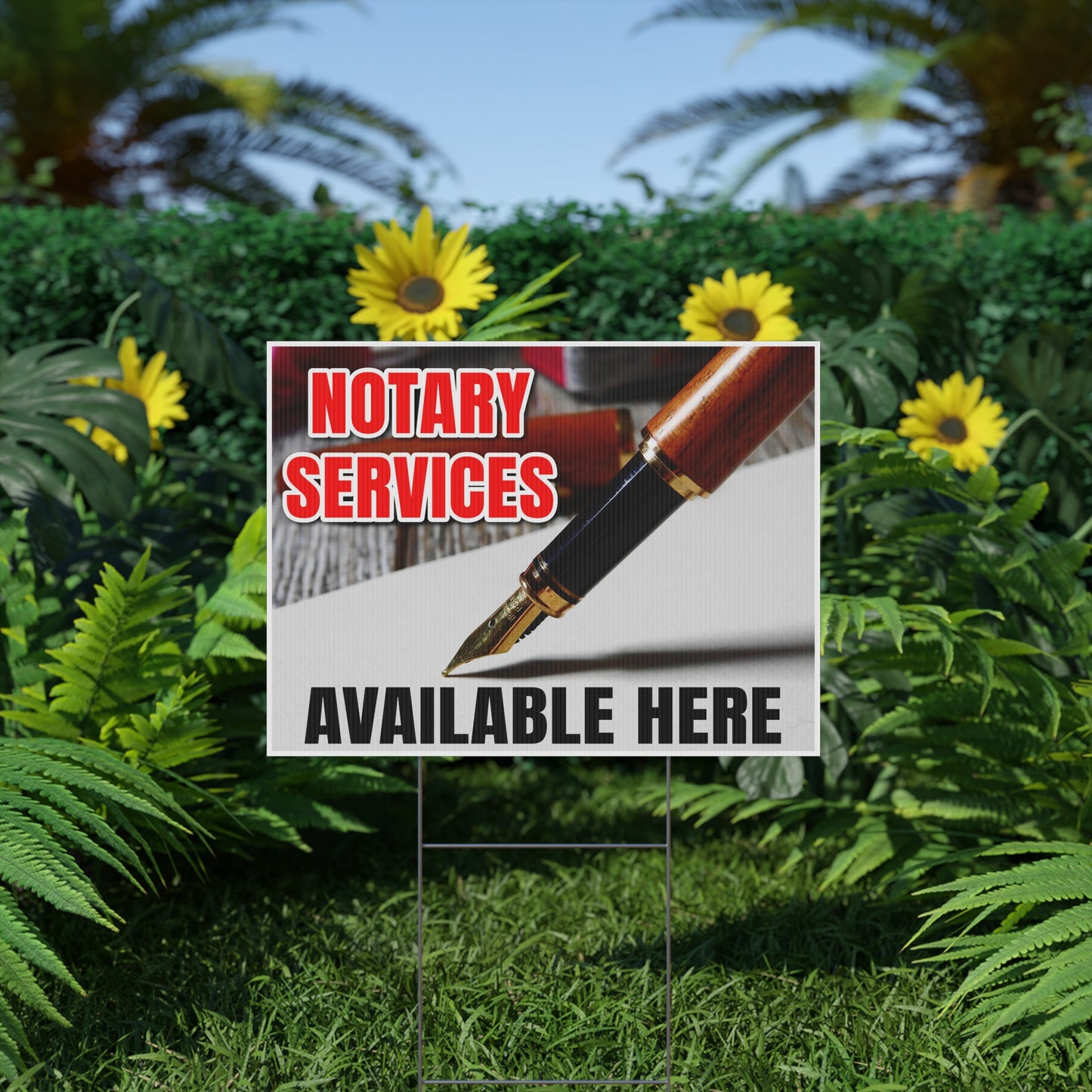 Notary Services, Notary Public Yard Sign, 18x12, 24x18, 36x24, Double Sided H-Stake Included, v3