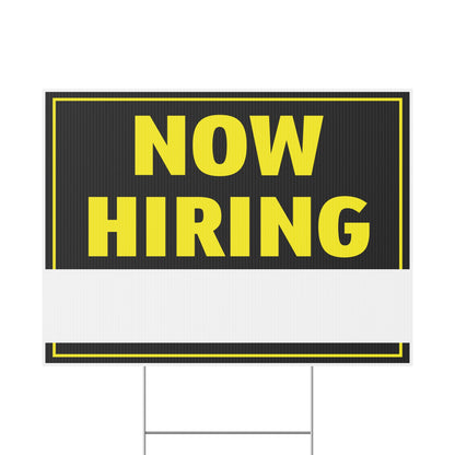 Now Hiring Write Any Message Yard Sign Yellow Black