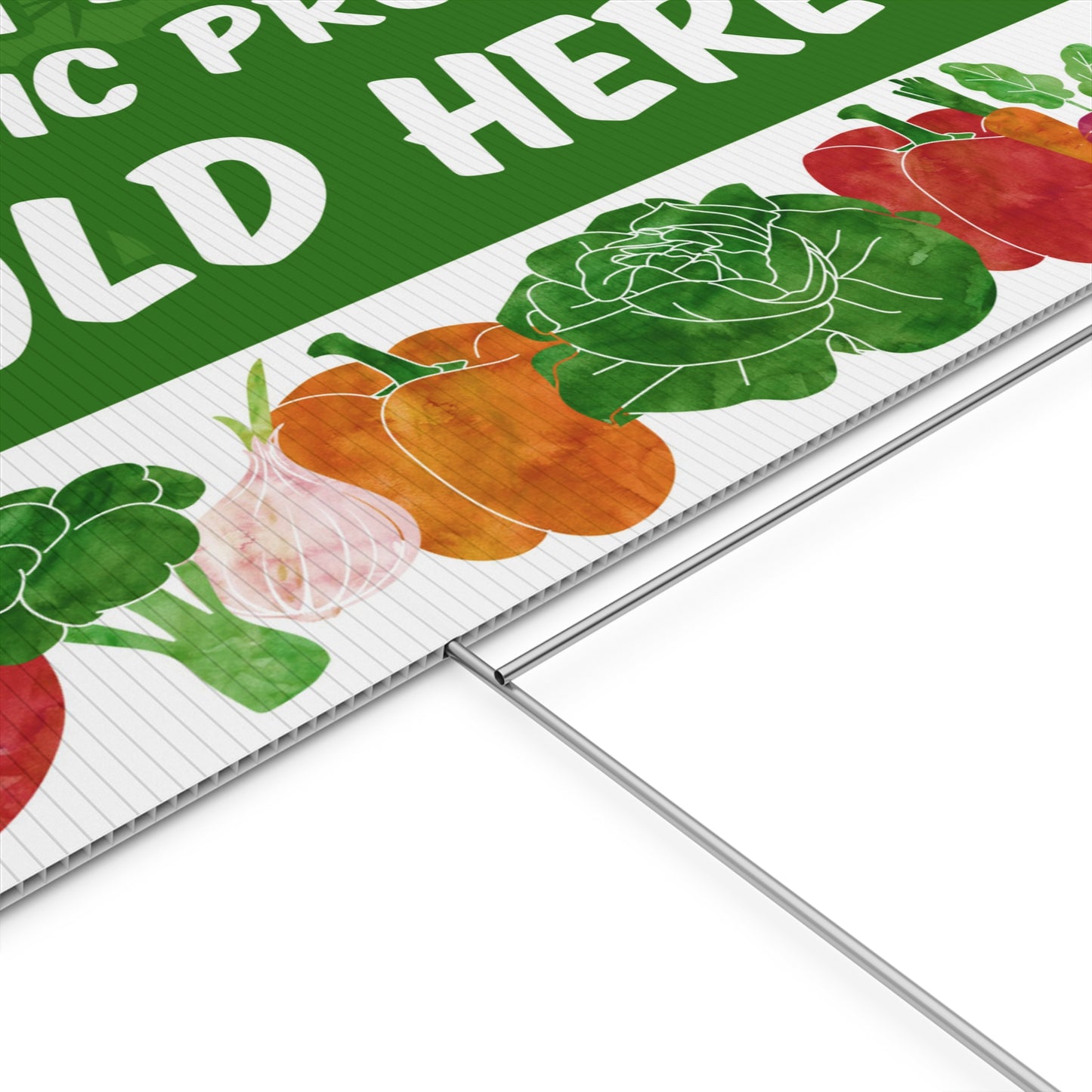 Farm Fresh Organic Produce Sign, Yard Sign, 18x12, 24x18, 36x24, Double Sided, H-Stake Included, v1