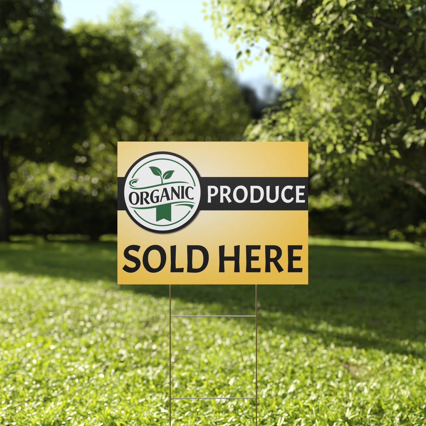 Organic Produce Sign, Yard Sign, 18x12, 24x18, 36x24, Double Sided, H-Stake Included, v4