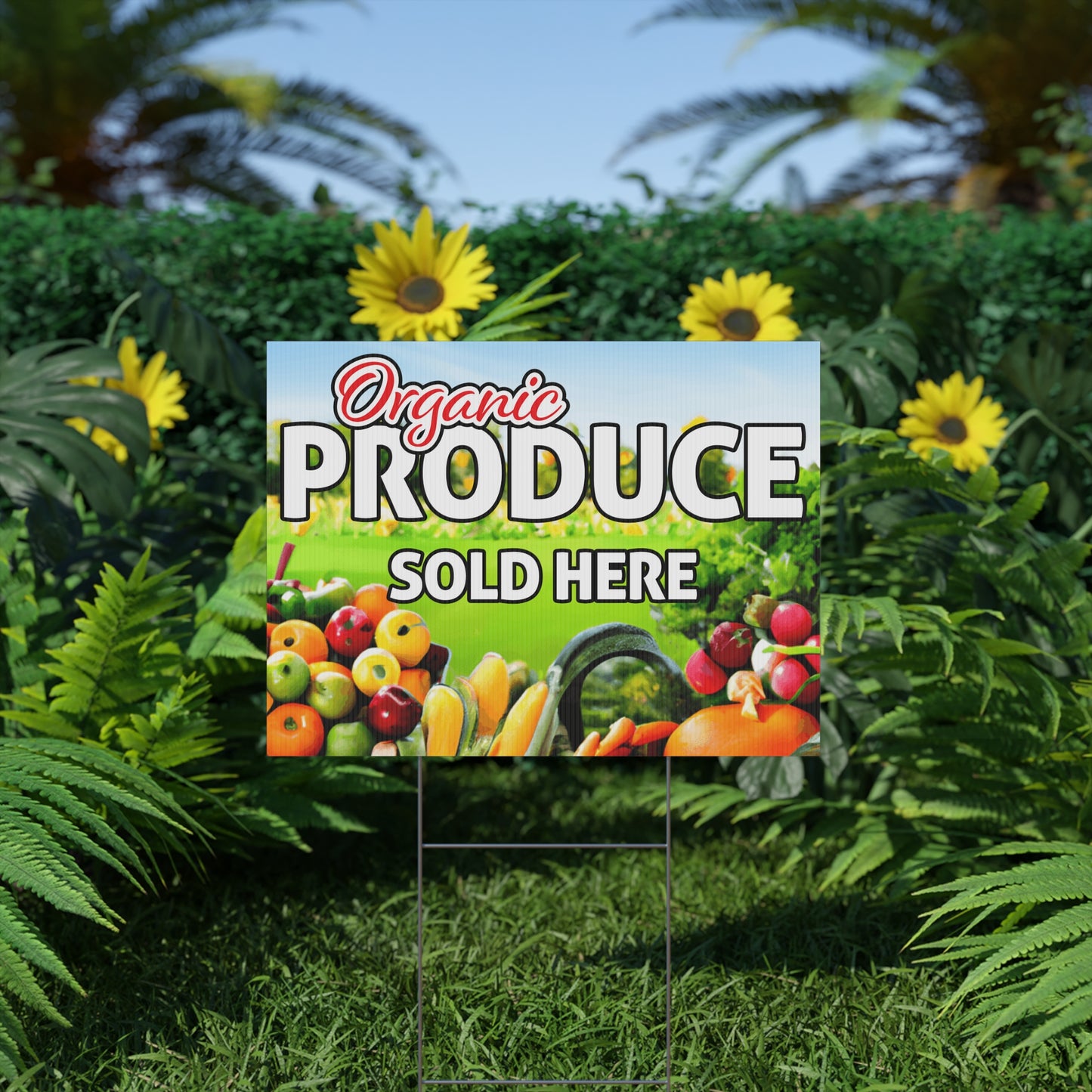 Organic Produce Sold Here Yard Sign