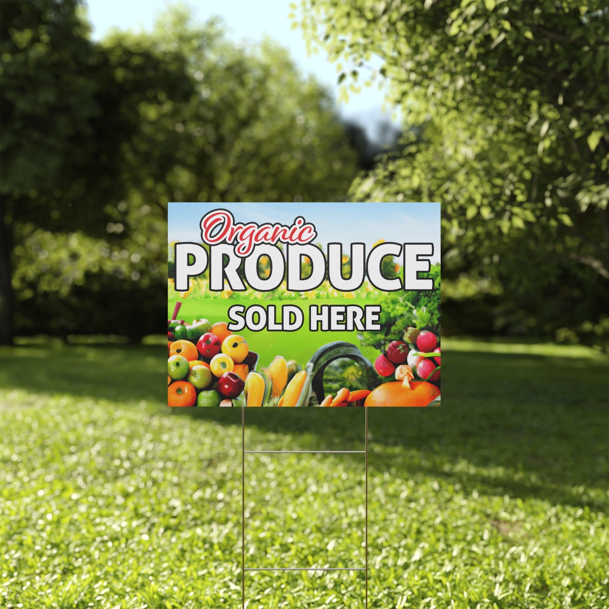 Organic Produce Sold Here Yard Sign